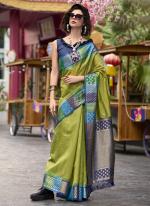 Pure Banarasi Silk Green Festival Wear Weaving Saree